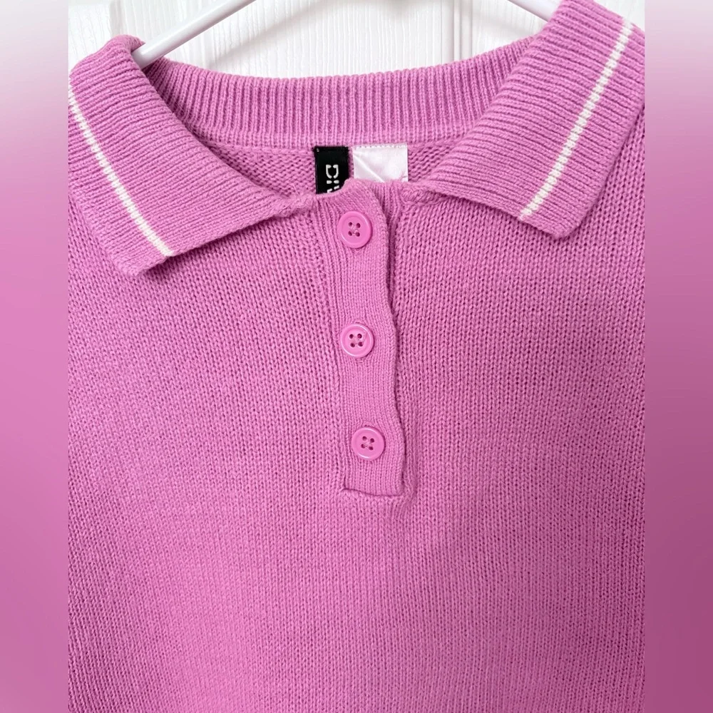 Divided Pink Polo-Style Knit Sweater - Picture 6 of 7